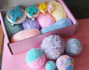 Kit de pompones DIY: Clover Makers, hilo pastel, tutoriales de manualidades