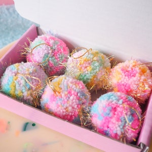 Mini Pastel Tinsel Bauble Decorations