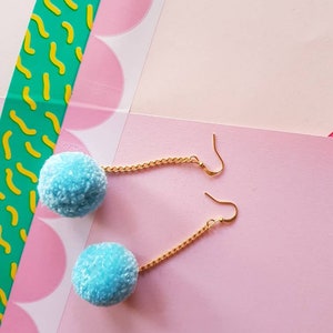 Dangly Pom Pom Earrings Pastel Blue Fall Styles Christmas Gifts Stocking Stuffers image 8