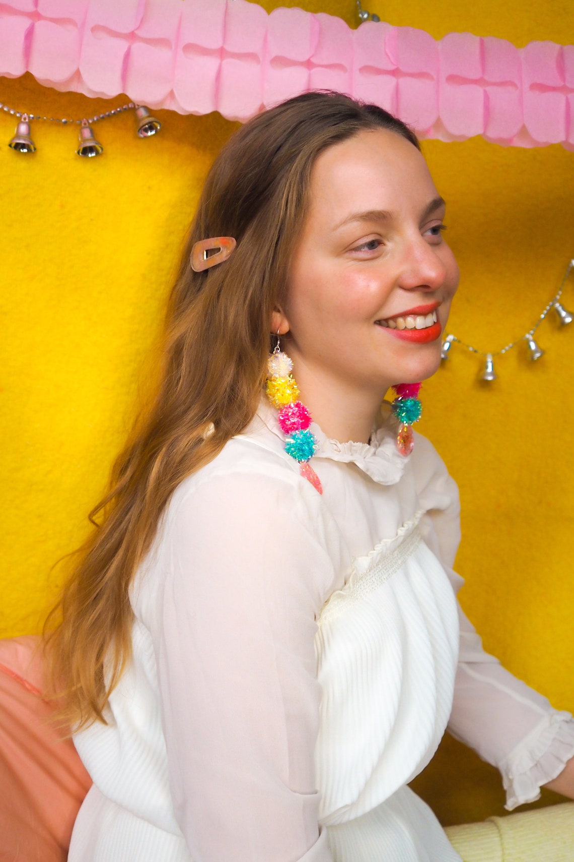 Statement Christmas Tinsel Resin Earrings Sterling Silver Etsy UK