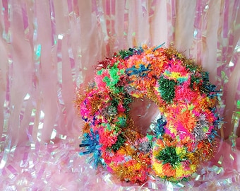 XL Tinsel Pom Pom Wreath Craft Kit Christmas Craft Fall Festive Decor Gifts