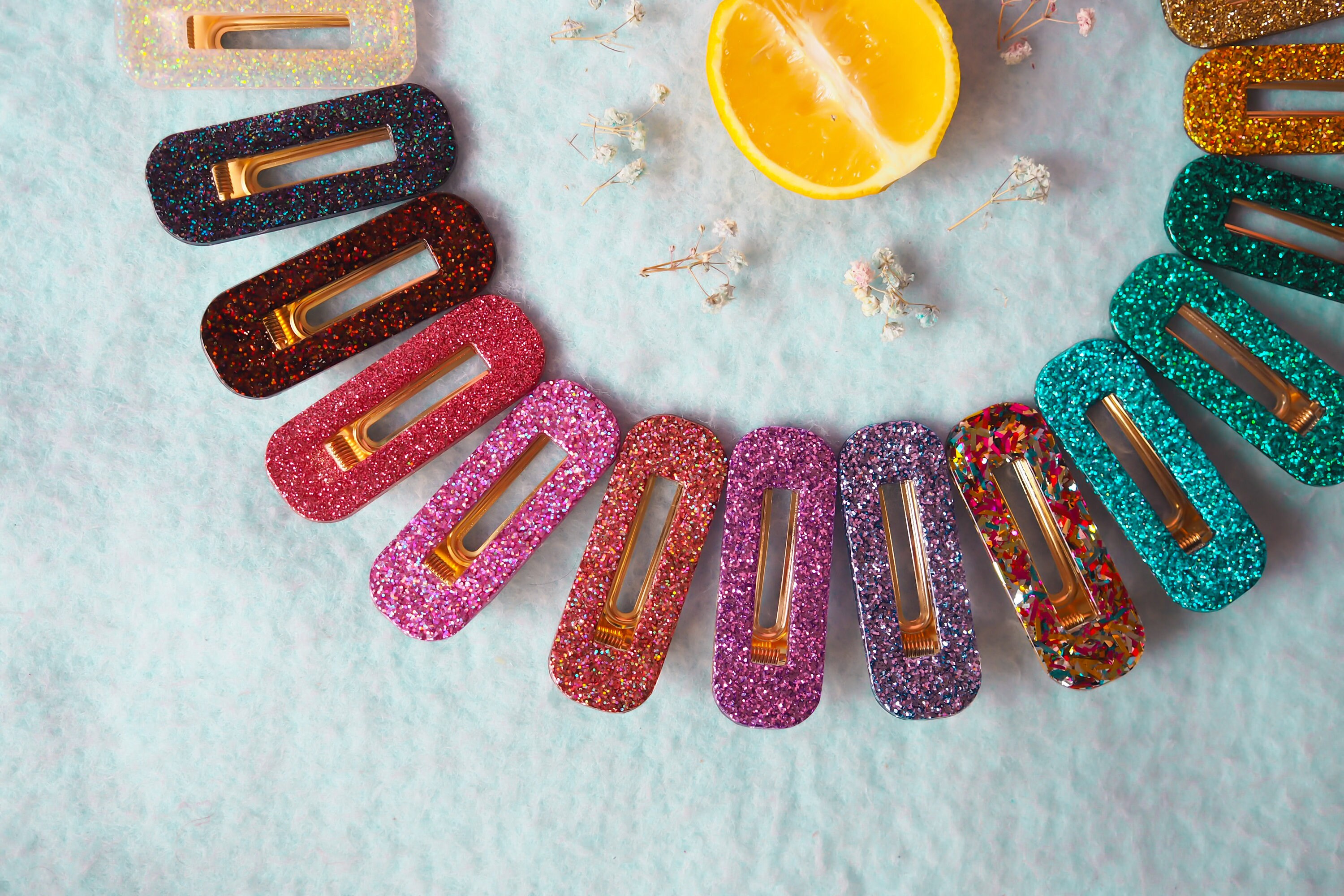 Pack of 3 Handmade Sparkly Hair Clips Rectangular Resin Etsy UK
