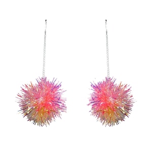 Mini Pink & Yellow Tinsel Earrings
