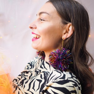 Pink, Blue, Purple Tinsel Earrings main image 0