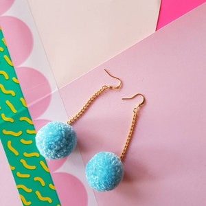 Dangly Pom Pom Earrings Pastel Blue Fall Styles Christmas Gifts Stocking Stuffers image 7