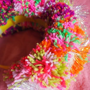 Tinsel Rainbow Pom Pom Headband Iridescent Tinsel image 2