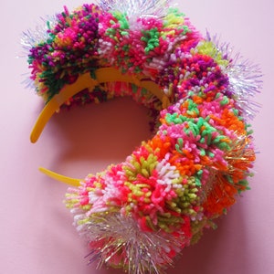 Tinsel Rainbow Pom Pom Headband Iridescent Tinsel image 4