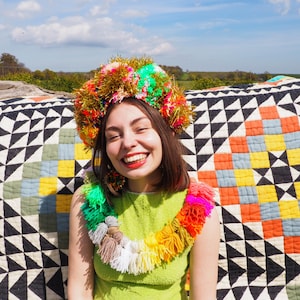 Tinsel Rainbow Pom Pom Headband Iridescent Tinsel image 9