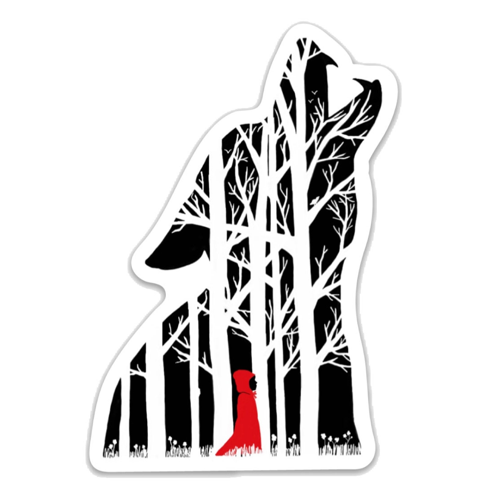 Red Riding Hood Wolf Sticker Etsy