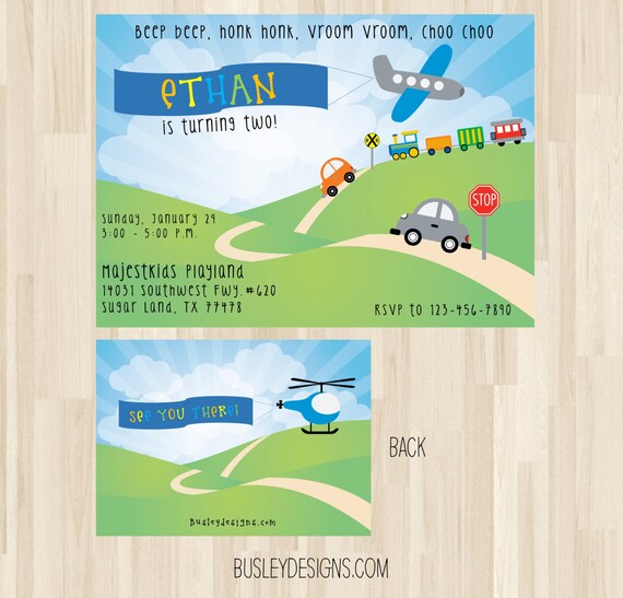 Transportation Birthday Invitation Printable Transportation | Etsy