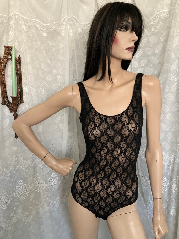 80’s Black Lace Lingerie Teddy Bodysuit