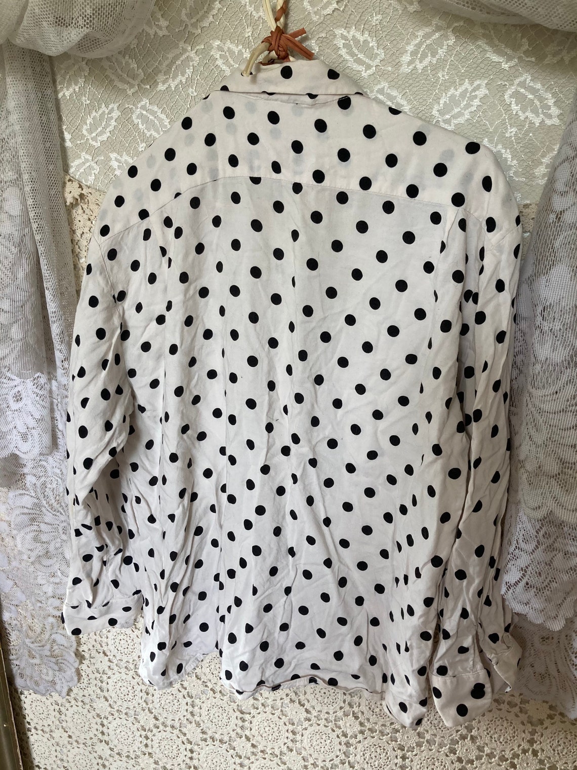 Polka Dot Button up Collar Blouse Etsy UK