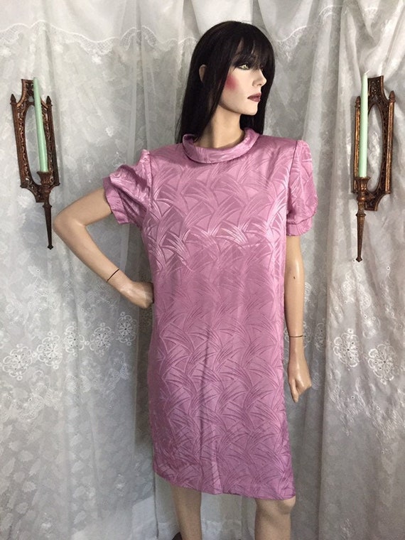 80s Art Deco Print Round Collar Mini Shift Dress