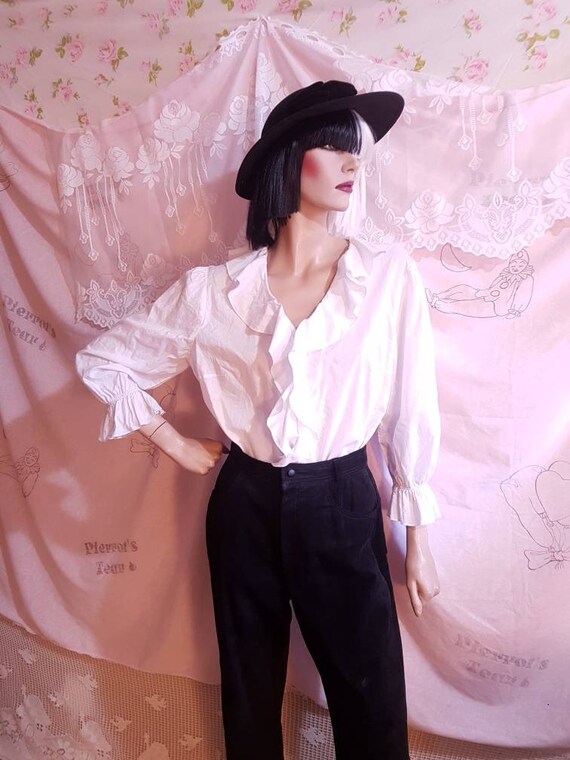 Ralph Lauren Ruffle White Cotton Long Sleeve Cuff