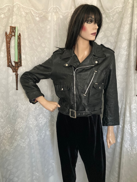 80’s Black Leather Motorcycle Jacket