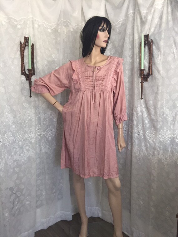 Dusty Rose Lace Ruffle Babydoll Dress