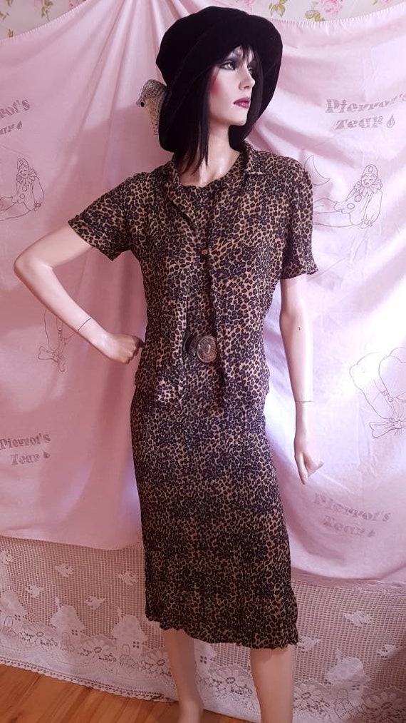 90s Leopard Print Sleeveless Maxi Dress & T-Shirt