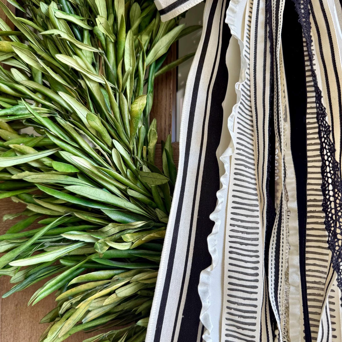 Black and Ivory Farmhouse Ribbon Bundle for Wreath