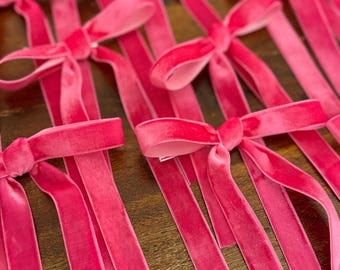 Hot Pink Velvet Christmas Tree Bows (pack of 10)