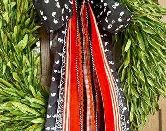 Eyes in the Dark Halloween Ribbon Bundle Wreath Bow with a Clip - 24” Long