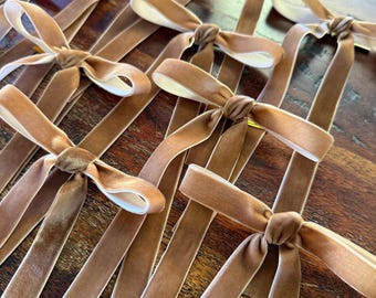 Brown Velvet Christmas Tree Bows (pack of 10)
