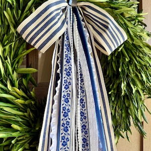 Everyday Blues Ribbon Bundle Wreath Bow with a Clip - 24” long
