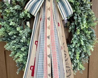 Country Farmhouse/Farm Animals Ribbon Bundle Wreath Bow with a Clip - 24” Long