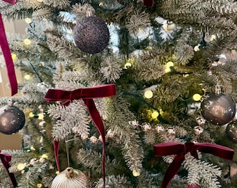 Burgundy Velvet Christmas Tree Bows (pack of 10)