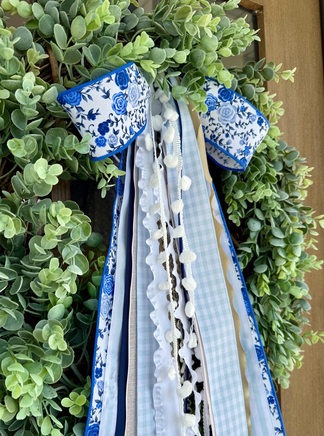 Blue Floral Ribbon Bundle With a Bow - Etsy