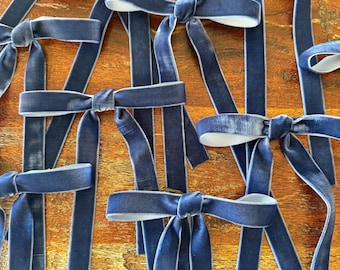 Navy Blue Velvet Christmas Tree Bows (pack of 10)
