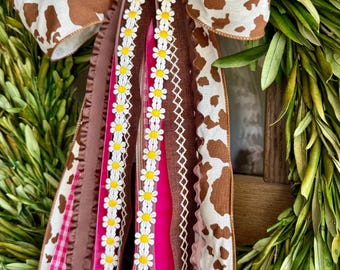 Cowgirl Summer Ribbon Bundle Wreath Bow with a clip - 24” Long