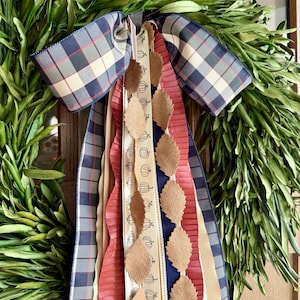 Autumn Plaid with Pumpkins Ribbon Bundle Wreath Bow with a clip - 24” Long