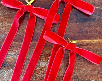 Red Velvet Christmas Tree Bows (Pack of 10)