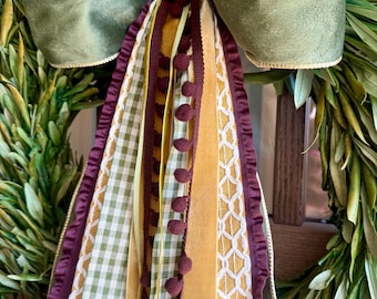 Autumn Harvest Ribbon Bundle Wreath Bow with a Clip - 24” Long