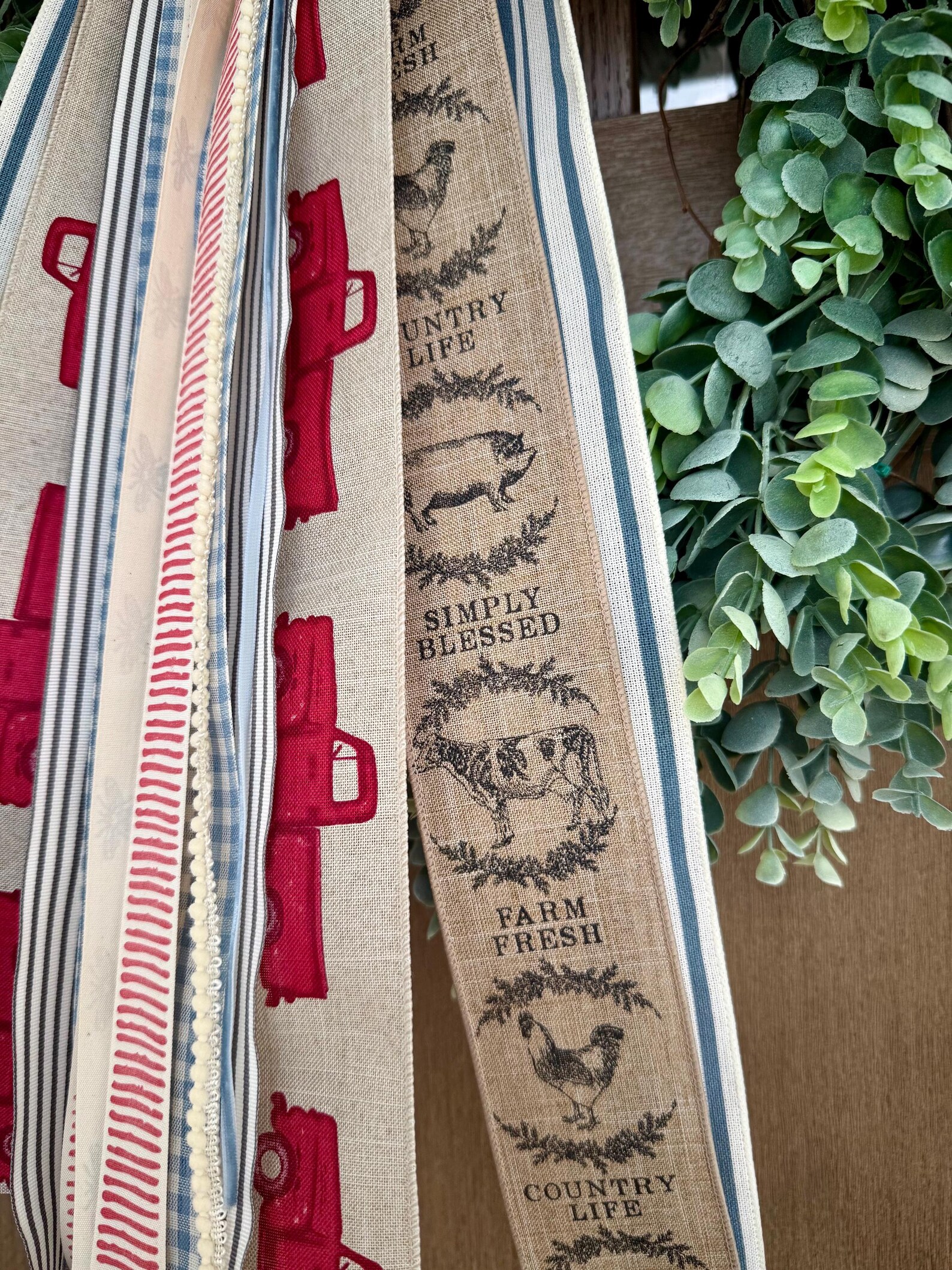 Country Farmhouse/farm Animals Ribbon Bundle Wreath Bow With a Clip ...