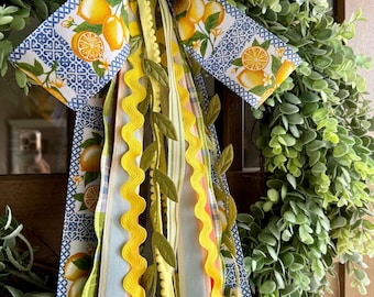 Country Lemon Ribbon Bundle Wreath Bow with a Clip - 24” Long