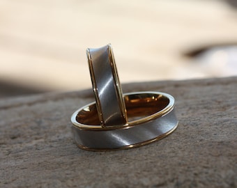 Personalized Two-Tone 14K Gold Wedding Band, Textured Promise Ring