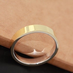Alliance en or jaune/Or blanc/Alliance pour homme/Alliance bicolore/Bague de fiançailles en or/Bague pour hommes de tous les jours/Bague en or simple