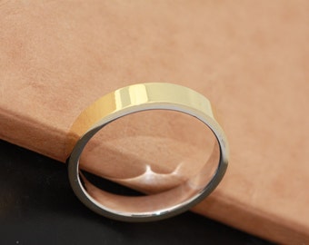 Yellow gold band/White gold wedding band/Mens wedding band/Two tone wedding ring/Gold engagement ring/Everyday men's ring/Simple gold ring