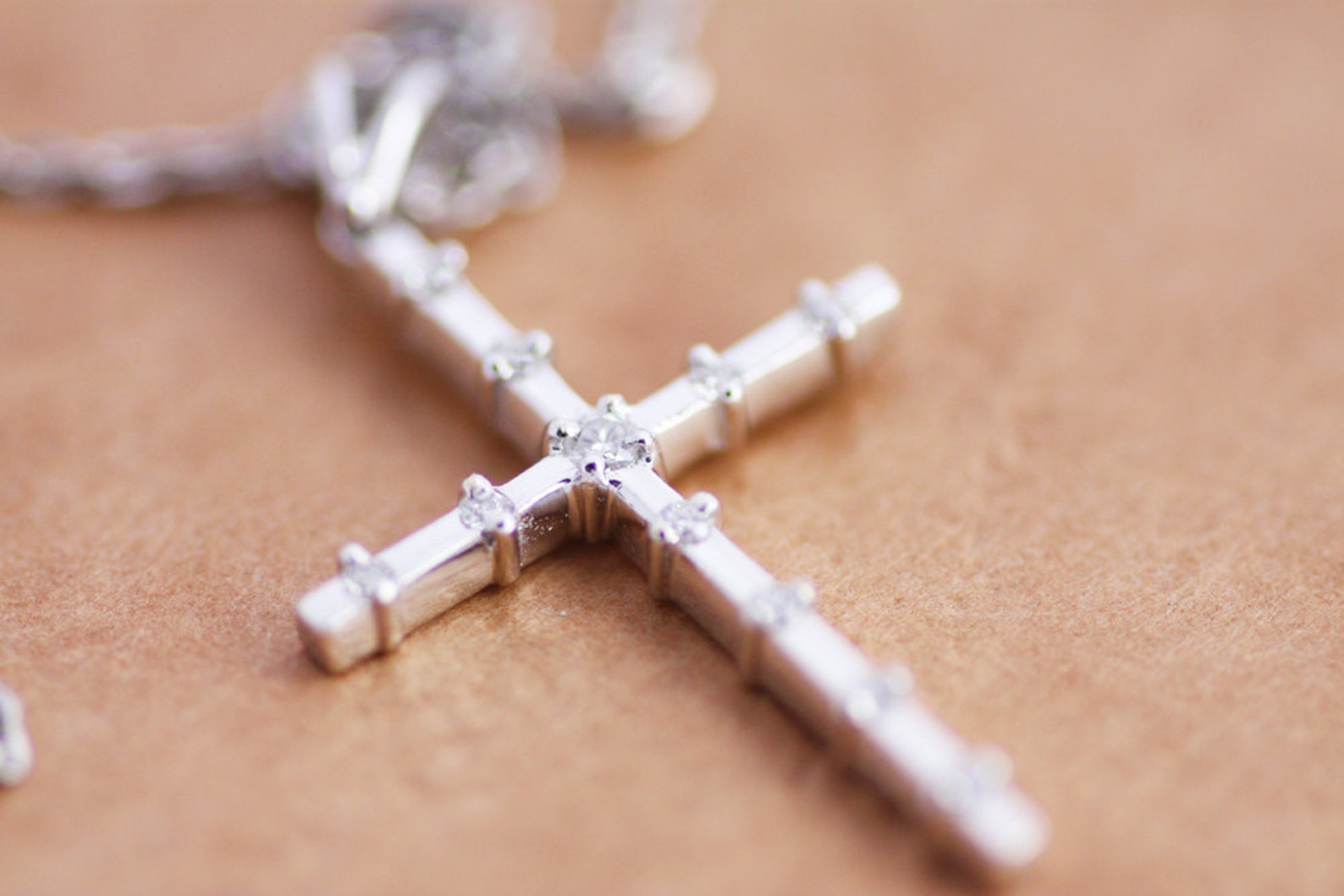 Diamond Cross Pendant in White Gold, Rose Gold or Yellow Gold Diamond