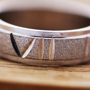 Yellow gold wedding ring for men, Roman numeral 14K solid white gold ring, Personalized engraved band ring, Custom made Engagement ring