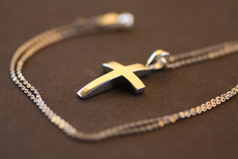 Gold Cross Necklace Baptism Baby Gold Cross Women Gold Etsy