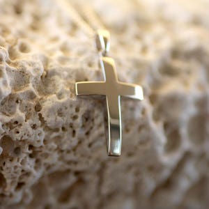 14K Solid Gold Cross Necklace: Christening Baptism Jewelry