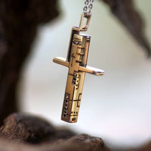 Gold cross pendant, Father Day Gift, Man solid gold Cross, Black diamonds Cross, 14k gold cross pendant, personalized cross necklace gold