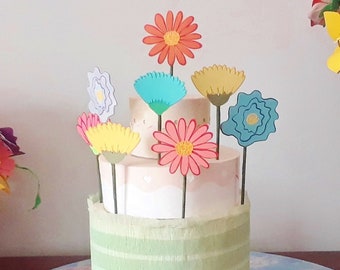 Wildflower Cake and Cupcake Toppers, Elegant Boho Floral Designs, Eco-Friendly Wedding Birthday Idea