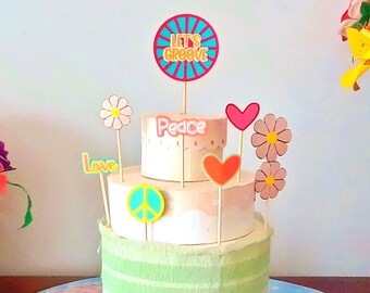 70s Theme Cake Topper Set: Retro Birthday Party Decorations