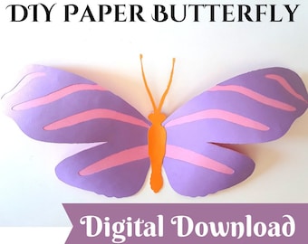 DIY Paper Butterfly Template - Easy Digital Download, Print & Craft Your Own Butterflies, Perfect Gift for Crafters