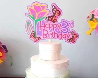 Butterfly Cake Topper: Garden Birthday Party Decor