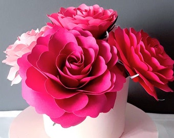Handcrafted Paper Rose Cake Toppers: Wedding & Anniversary Decor