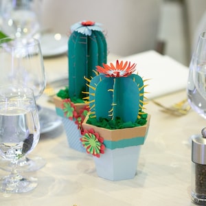 Paper Cactus Plant, Faux Potted Succulent, Handmade Wedding Favour, Unique Home Decor Everlasting Plant